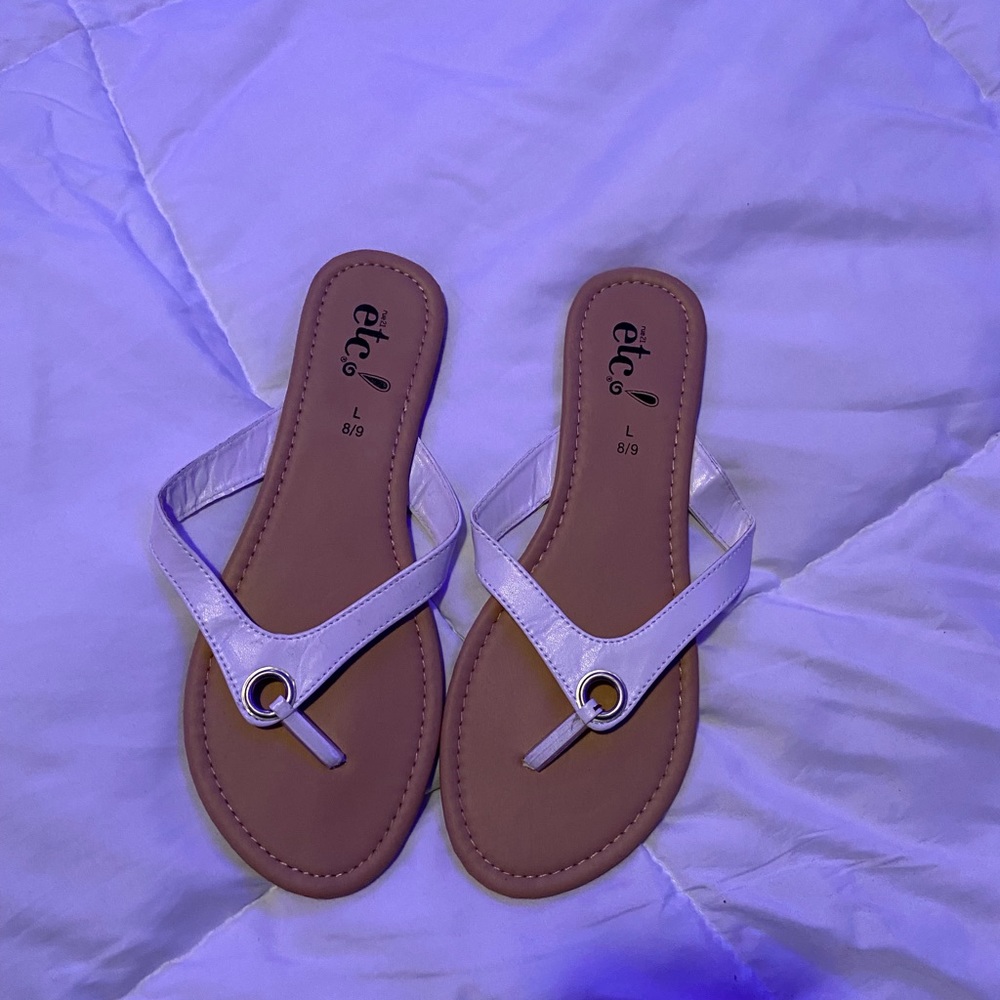 Tan and white Sandals size 8/9